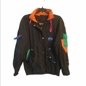 Vintage 80s -90s Andy John Black Windbreaker Small
